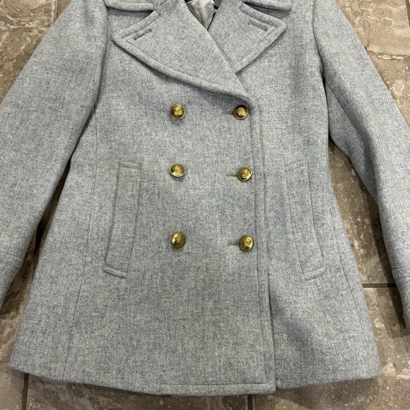 J.Crew Majesty‎ Peacot In Stadium Cloth F4923 sz 0 silver - Picture 2 of 16